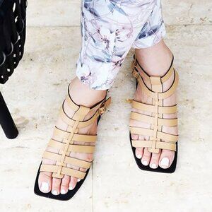 🆕 David Isaac SENSATION flat sandals Size 6 Beige Color NWT